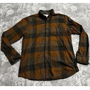 Weatherproof Vintage Plaid Button Up Shirt Men's Large Brown Gray Long Sleeve